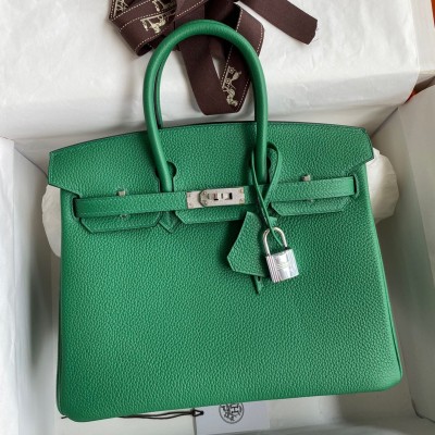 Hermes Birkin 25 Retourne Handmade Bag In Vert Vertigo Clemence Leather LDBS241594