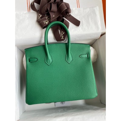 Hermes Birkin 25 Retourne Handmade Bag In Vert Vertigo Clemence Leather LDBS241594