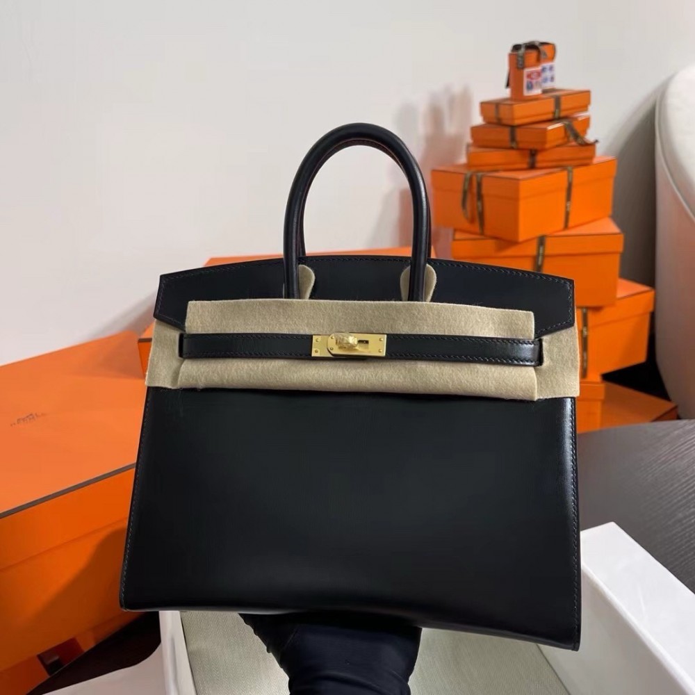 Hermes Birkin 25 Sellier Handmade Bag In Black Box Calfskin LDBS241598