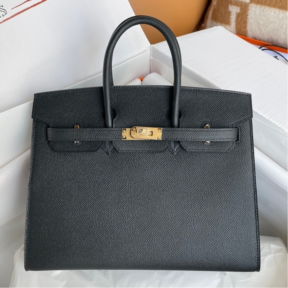 Hermes Birkin 25 Sellier Handmade Bag In Black Epsom Calfskin LDBS241599