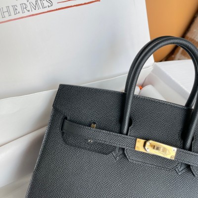 Hermes Birkin 25 Sellier Handmade Bag In Black Epsom Calfskin LDBS241599