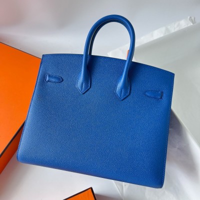 Hermes Birkin 25 Sellier Handmade Bag In Blue France Epsom Calfskin LDBS241601