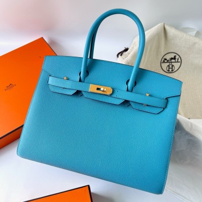 Hermes Birkin 25 Sellier Handmade Bag In Celeste Epsom Calfskin LDBS241602