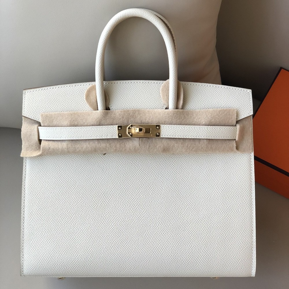 Hermes Birkin 25 Sellier Handmade Bag In Craie Epsom Calfskin LDBS241604