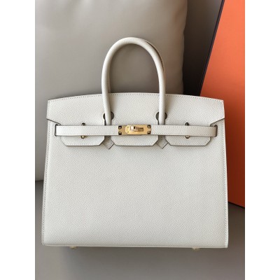 Hermes Birkin 25 Sellier Handmade Bag In Craie Epsom Calfskin LDBS241604