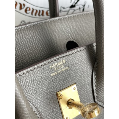 Hermes Birkin 25 Sellier Handmade Bag In Etain Epsom Calfskin LDBS241605