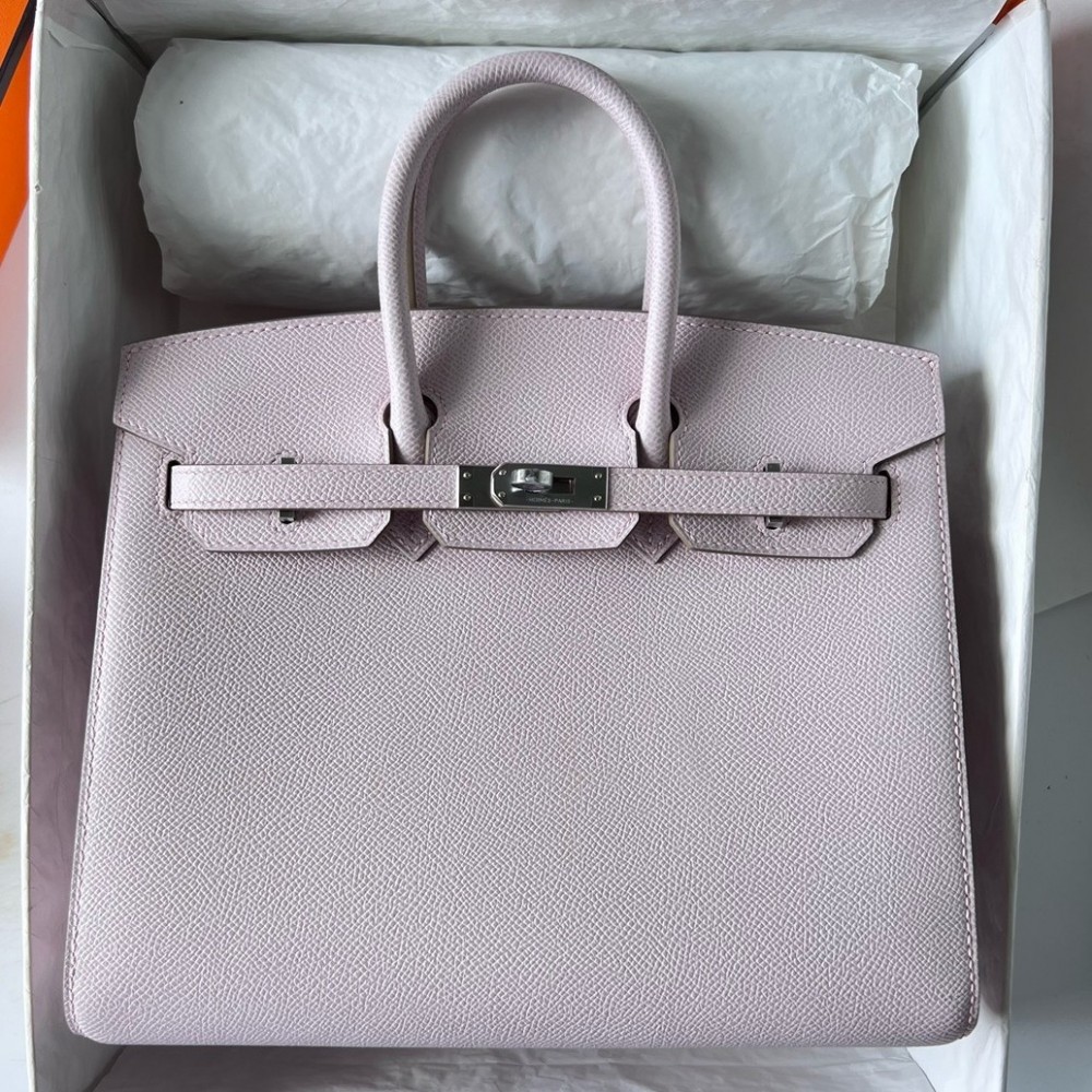 Hermes Birkin 25 Sellier Handmade Bag In Mauve Pale Epsom Calfskin LDBS241607