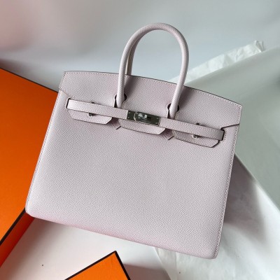 Hermes Birkin 25 Sellier Handmade Bag In Mauve Pale Epsom Calfskin LDBS241607