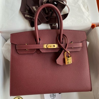 Hermes Birkin 25 Sellier Handmade Bag in Rouge H Epsom Calfskin LDBS241611