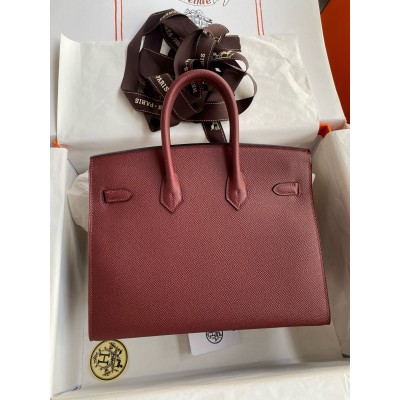 Hermes Birkin 25 Sellier Handmade Bag in Rouge H Epsom Calfskin LDBS241611