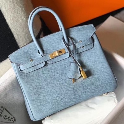 Hermes Birkin 25cm Bag In Blue Lin Clemence Leather LDBS241524