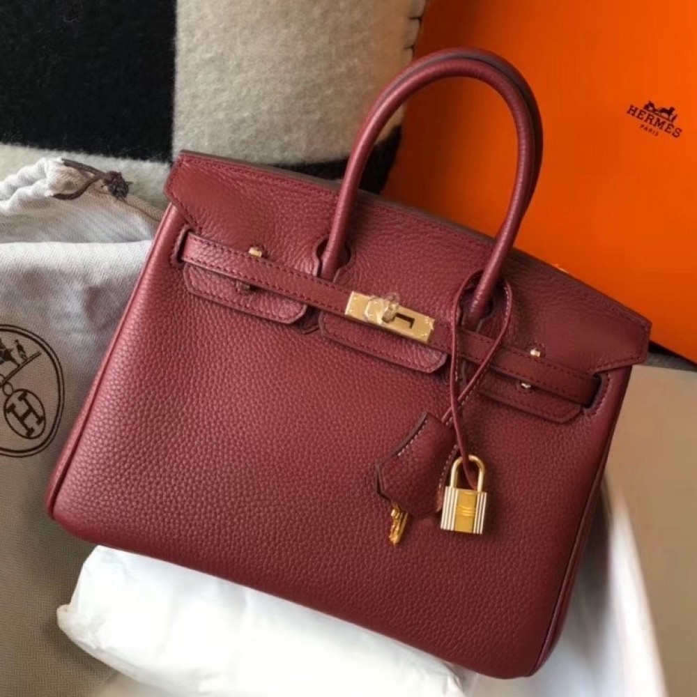 Hermes Birkin 25cm Bag In Bordeaux Clemence Leather LDBS241525