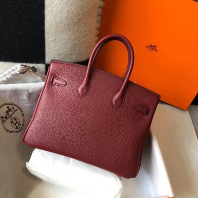 Hermes Birkin 25cm Bag In Bordeaux Clemence Leather LDBS241525