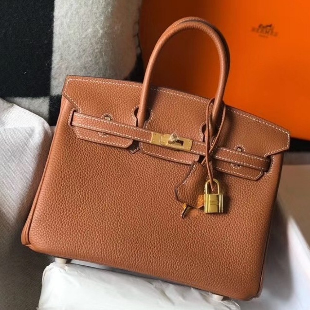 Hermes Birkin 25cm Bag In Gold Clemence Leather LDBS241526