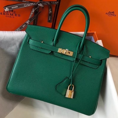 Hermes Birkin 25cm Bag In Malachite Clemence Leather LDBS241529