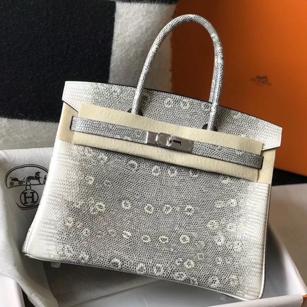 Hermes Birkin 25cm Bag In Ombre Embossed Natural Lizard LDBS241531