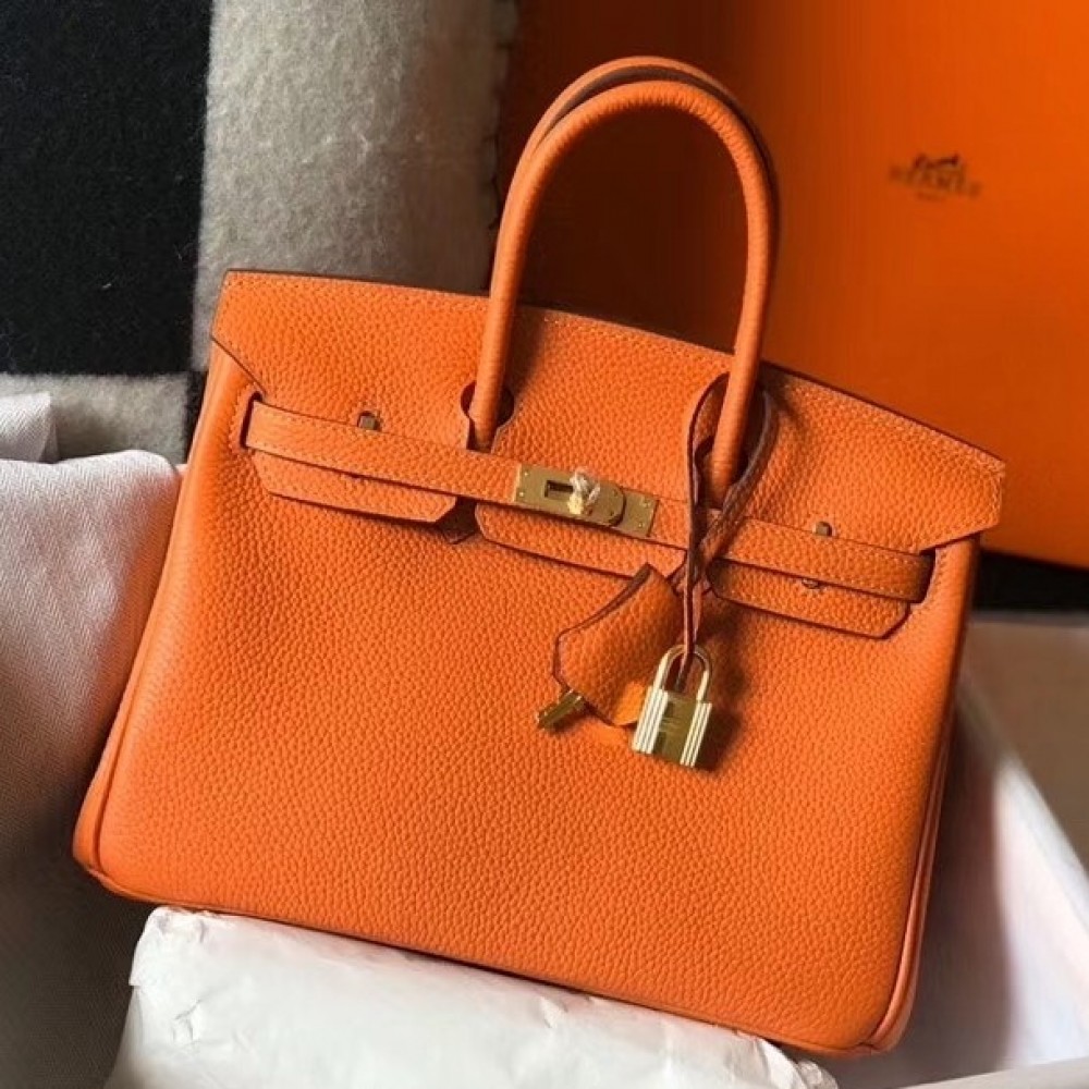 Hermes Birkin 25cm Bag In Orange Clemence Leather LDBS241532