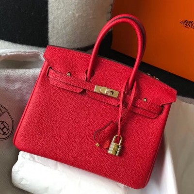 Hermes Birkin 25cm Bag In Red Clemence Leather LDBS241533