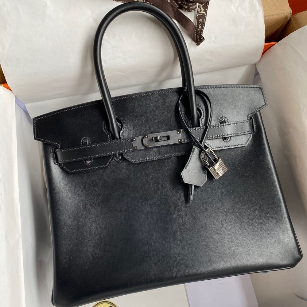 Hermes Birkin 30 Retourne Handmade Bag In Black Box Calfskin LDBS241636