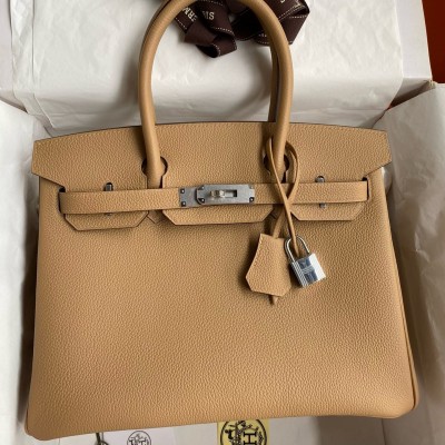 Hermes Birkin 30 Retourne Handmade Bag In Chai Clemence Leather LDBS241643