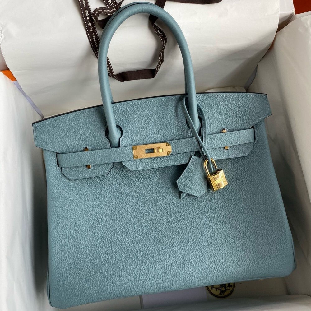 Hermes Birkin 30 Retourne Handmade Bag In Ciel Clemence Leather LDBS241645