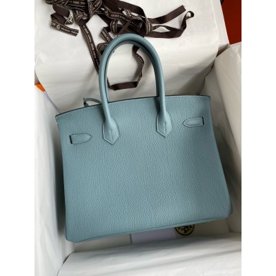 Hermes Birkin 30 Retourne Handmade Bag In Ciel Clemence Leather LDBS241645