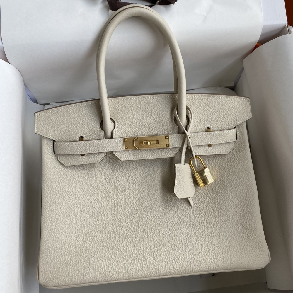 Hermes Birkin 30 Retourne Handmade Bag In Craie Clemence Leather LDBS241647