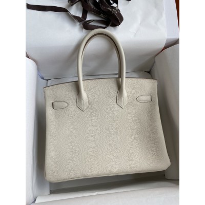 Hermes Birkin 30 Retourne Handmade Bag In Craie Clemence Leather LDBS241647