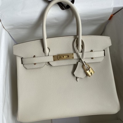 Hermes Birkin 30 Retourne Handmade Bag In Craie Epsom Calfskin LDBS241648