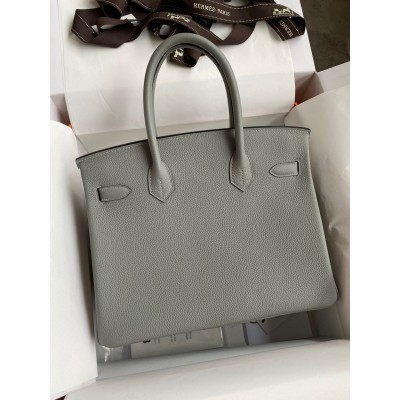 Hermes Birkin 30 Retourne Handmade Bag In Girls Mouette Clemence Leather LDBS241649