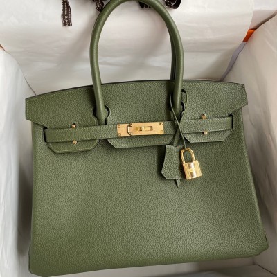 Hermes Birkin 30 Retourne Handmade Bag In Green Clemence Leather LDBS241651