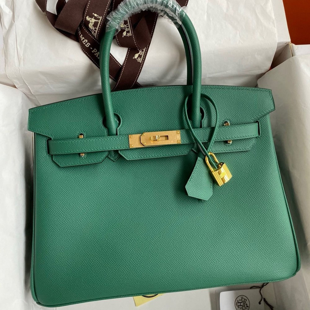 Hermes Birkin 30 Retourne Handmade Bag In Malachite Epsom Calfskin LDBS241654