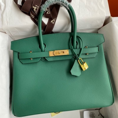 Hermes Birkin 30 Retourne Handmade Bag In Malachite Epsom Calfskin LDBS241654