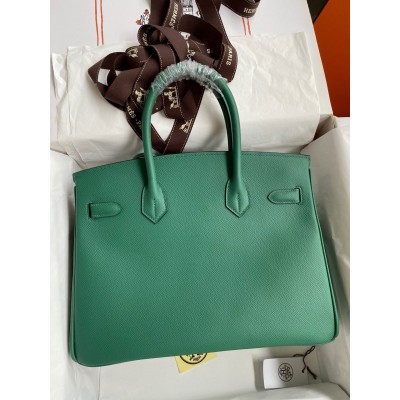 Hermes Birkin 30 Retourne Handmade Bag In Malachite Epsom Calfskin LDBS241654