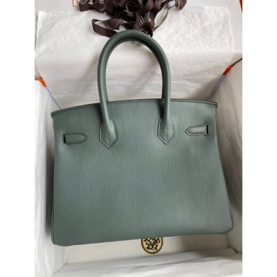 Hermes Birkin 30 Retourne Handmade Bag In Vert Amande Clemence Leather LDBS241665