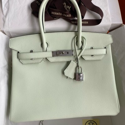 Hermes Birkin 30 Retourne Handmade Bag In Vert Fizz Epsom Calfskin LDBS241668