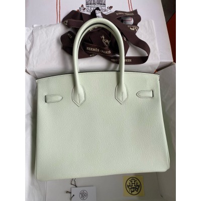 Hermes Birkin 30 Retourne Handmade Bag In Vert Fizz Epsom Calfskin LDBS241668