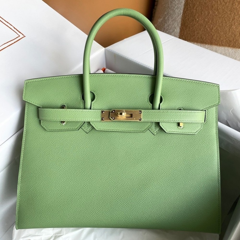 Hermes Birkin 30 Sellier Handmade Bag In Vert Criquet Epsom Calfskin LDBS241670