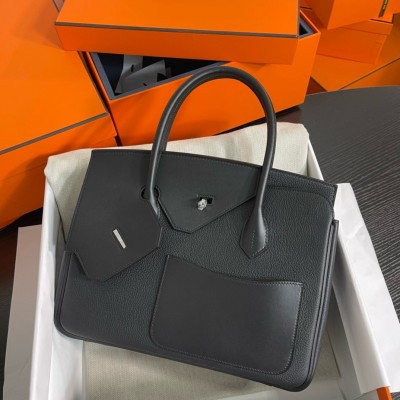 Hermes Birkin 30 en Desordre Bag in Black Swift and Clemence Leather LDBS241626