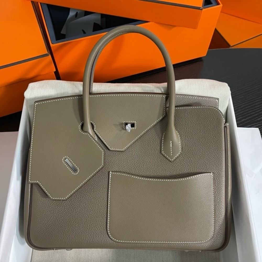 Hermes Birkin 30 en Desordre Bag in Taupe Swift and Clemence Leather LDBS241628