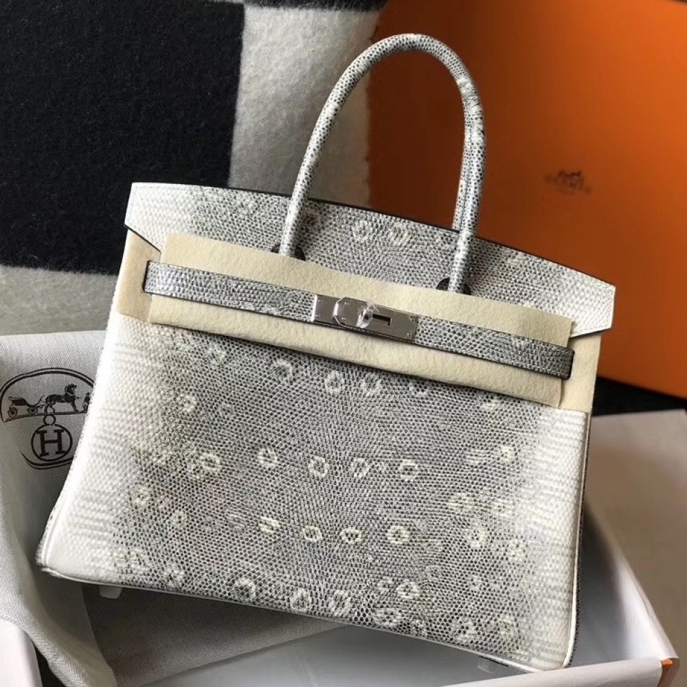 Hermes Birkin 30cm Bag In Ombre Embossed Natural Lizard LDBS241621