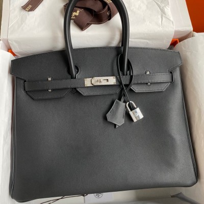 Hermes Birkin 35 Retourne Handmade Bag in Black Swift Leather LDBS241677