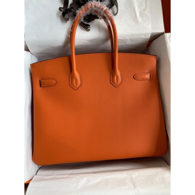 Hermes Birkin 35 Retourne Handmade Bag in Orange Epsom Calfskin LDBS241687