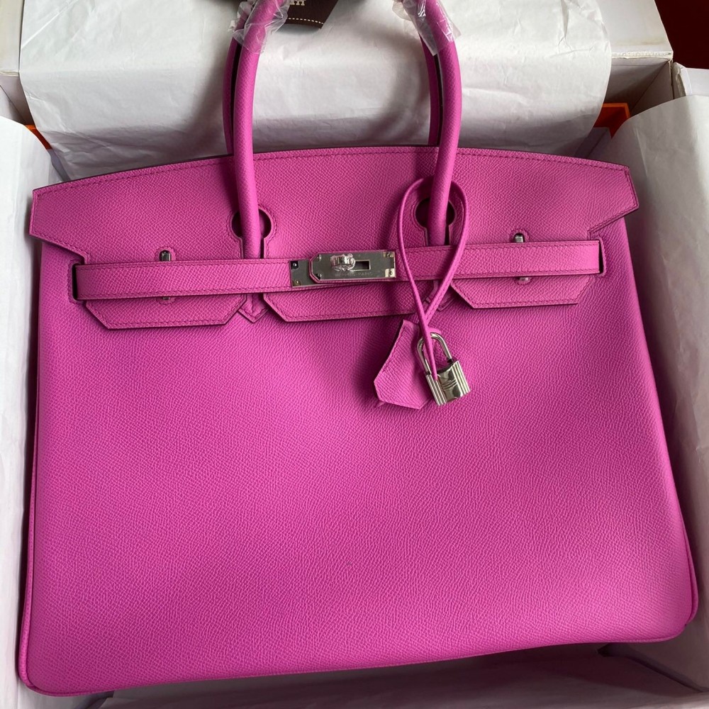 Hermes Birkin 35 Retourne Handmade Bag in Rose Magnolia Epsom Calfskin LDBS241689