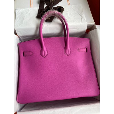 Hermes Birkin 35 Retourne Handmade Bag in Rose Magnolia Epsom Calfskin LDBS241689