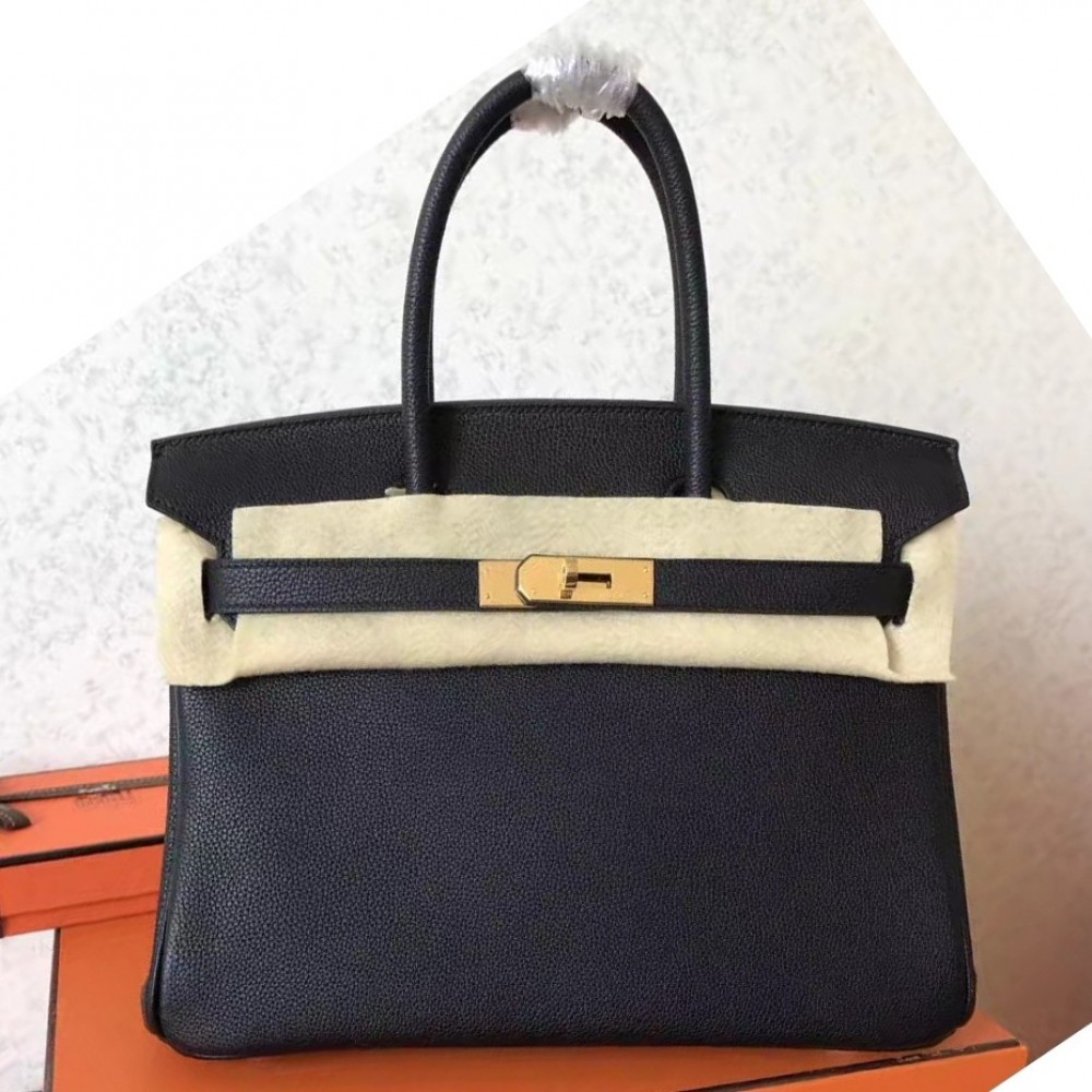 Hermes Black Birkin 30cm Clemence Handmade Bag LDBS241701