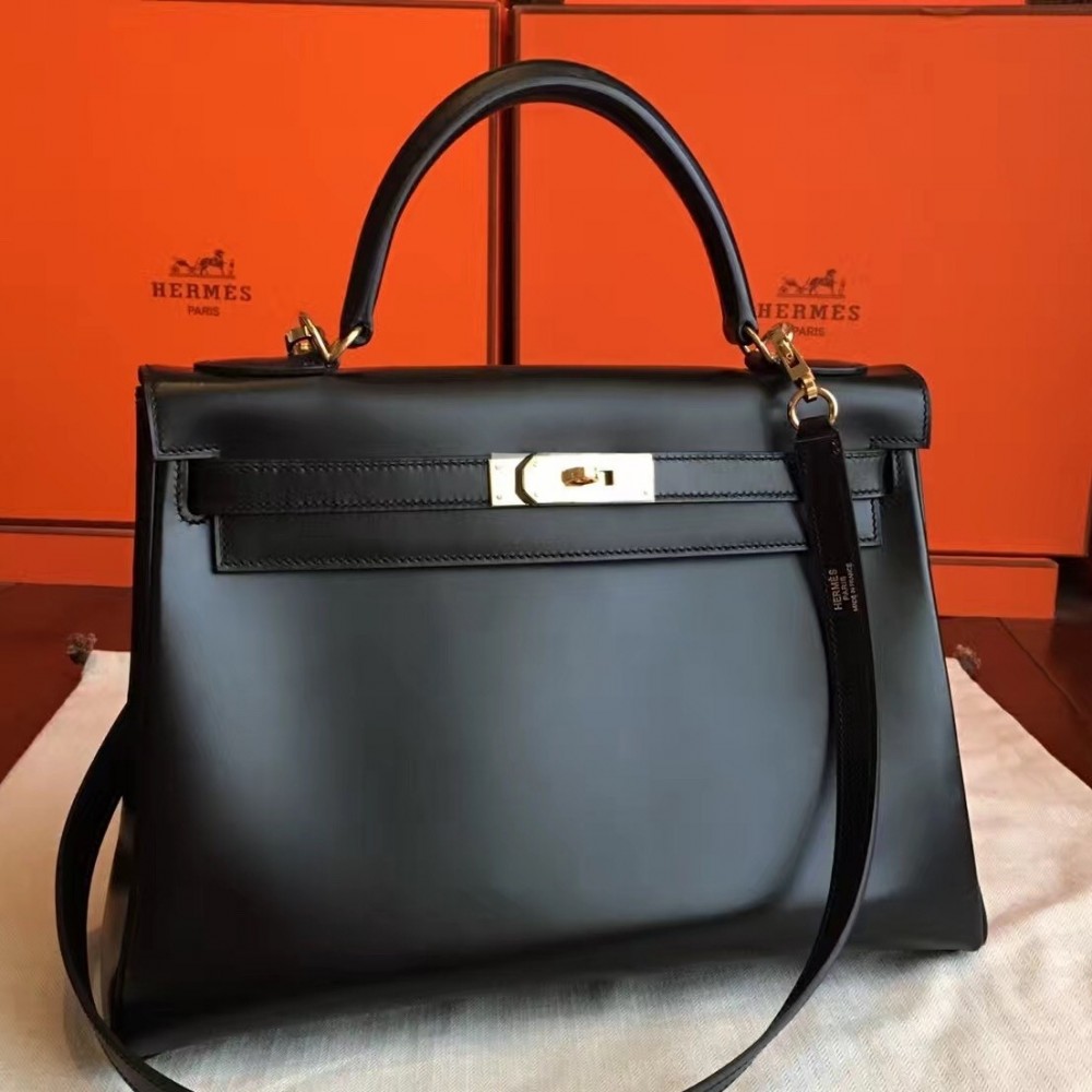 Hermes Black Box Kelly Retourne 32cm Handmade Bag LDBS241707