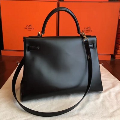 Hermes Black Box Kelly Retourne 32cm Handmade Bag LDBS241707