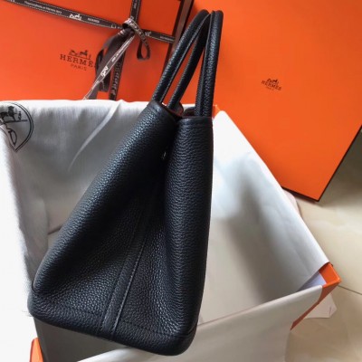 Hermes Black Clemence Garden Party 30cm Handmade Bag LDBS241711