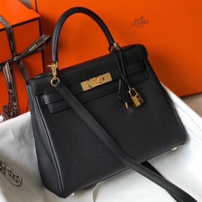 Hermes Black Clemence Kelly 25cm GHW Bag LDBS241713